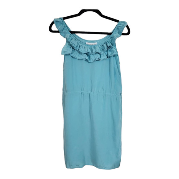Amanda Uprichard Silk Soft Blue Pinktuck Ruffle Dress size small - Picture 1 of 7